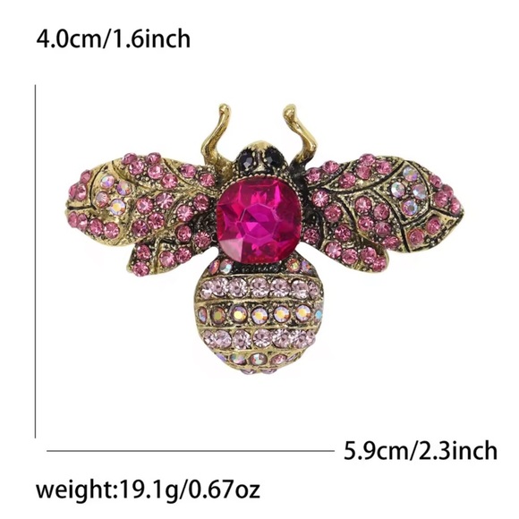 Sparkling Bee Crystal Gold Brooch - Picture 2 of 3